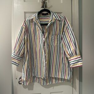 Pomander Place Colorful Striped Button Down Shirt